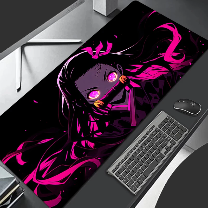 

Mouse Pad Nezuko Demon Slayer Non-Slip Rubber Edge locking mousepads Game play mats notebook computer Pad table mat PC carpet XL