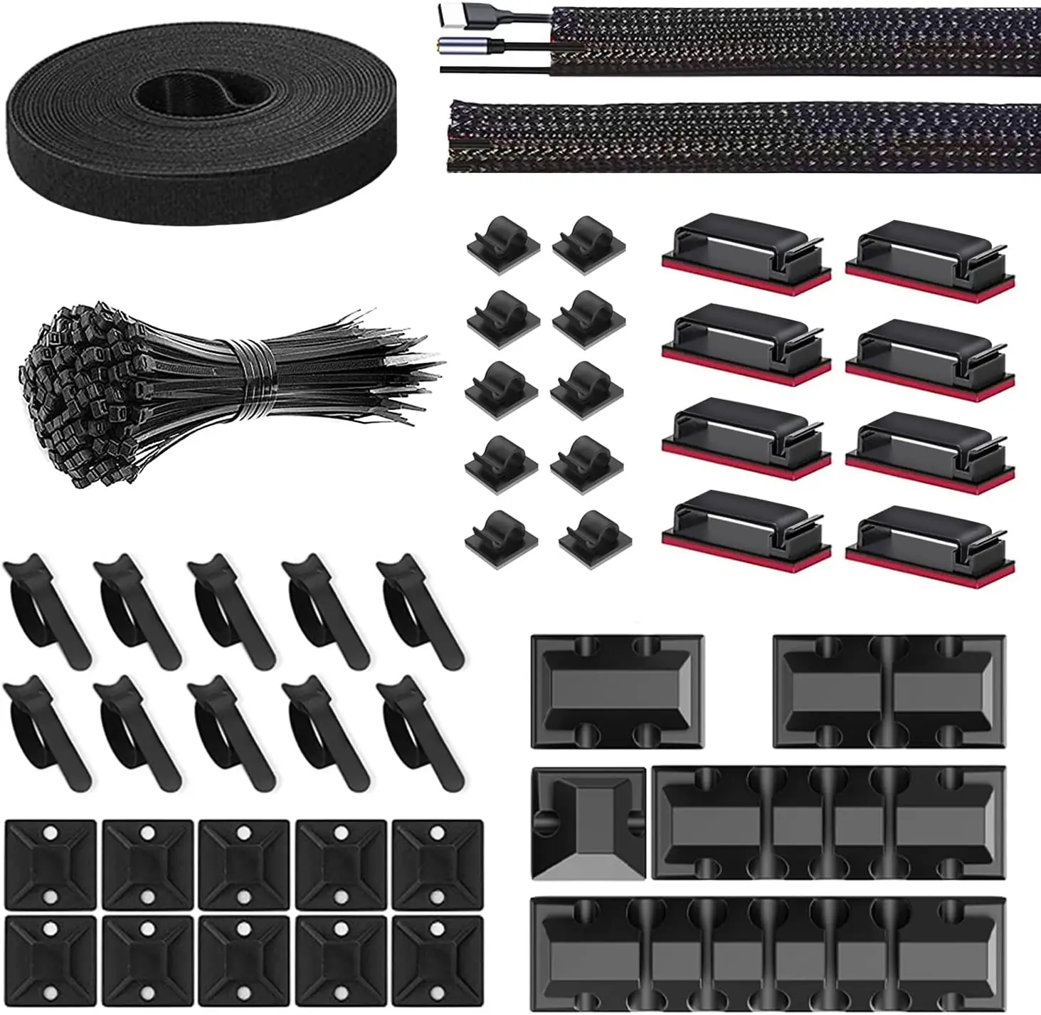 146 Pcs Cable Organizer Set Cord Management Silicone Cable Holder Adhesive Wire Clips For Car Home Office USB Cords Organiser