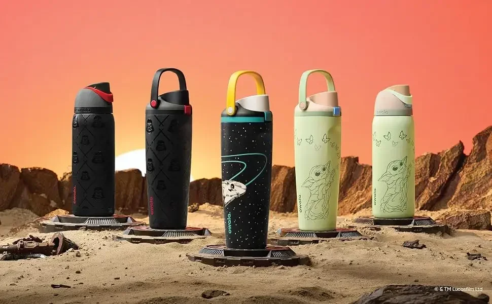 Image of 5 Owala Star Wars themed water bottles