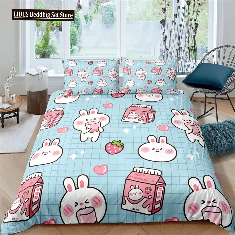 

Cartoon Cute Dog/Rabbit Bedding Set Nordic King Single Twin Queen Bed Cover Full Soft Duvet Cover For Girl BoyTeens Gift