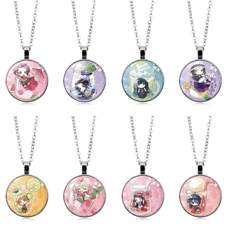 Kamado Tanjirou Kamado Nezuko Hashibira Inosuke Popular Anime Secondary Peripheral Jewelry Necklace Student Gift Gem Necklace