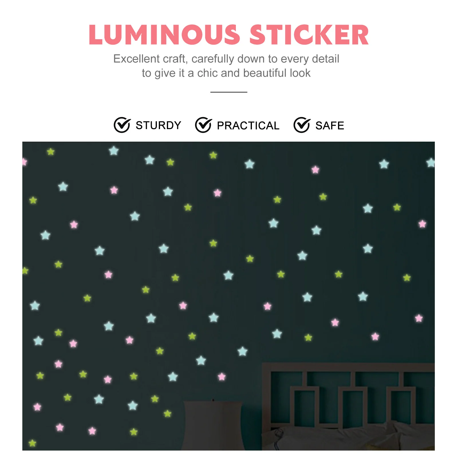 

52Pcs Luminous Glow in The Dark Moon Star Wall Decals Stickers for Kids Nursery Ceiling Decoration Glow Moon Decal