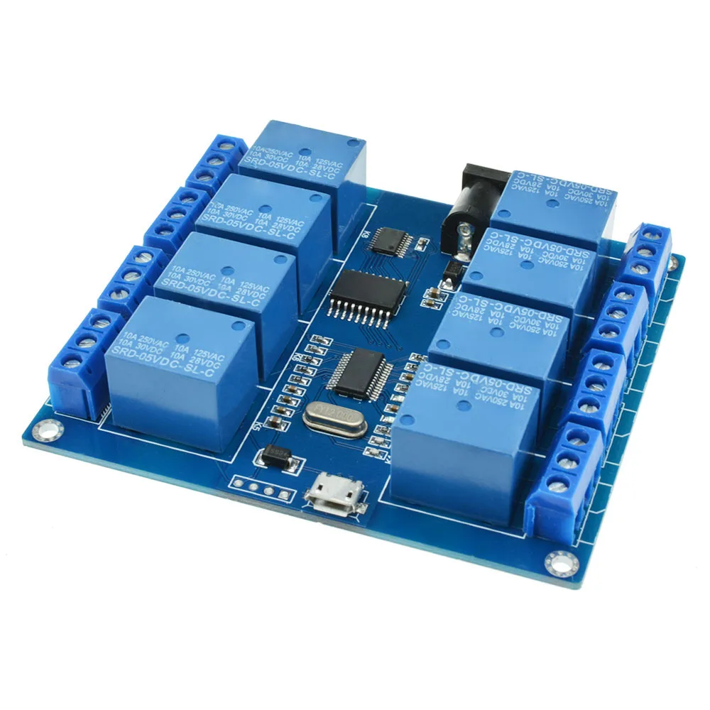 DC 5V 2CH 4CH 8 Channel Relay Module Micro USB Board With Indicator PC Upper Computer ICSE014A Software Control