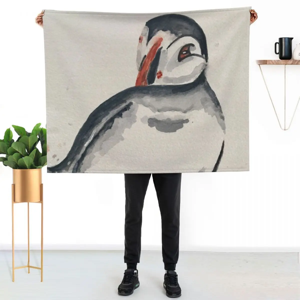 

Puffin Throw Blanket Cozy Throw Blanket Birthday Gift for Him Her