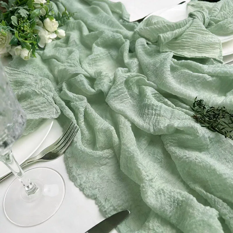 Sage Green Gauze Table Runner Sage Cheesecloth Table Setting Dining Vintage Wedding Party Christmas Banquets Arches Home Decor