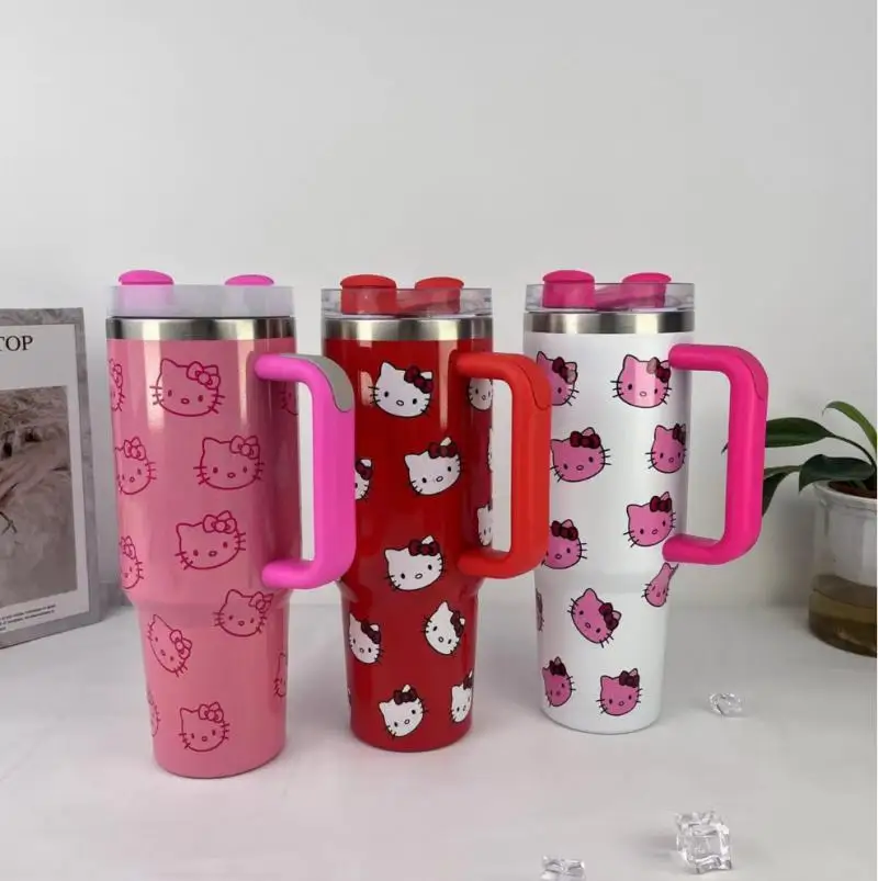 

Hello Kitty Handle Straw Lid Stainless Steel Sanrio 2024 New 40Oz Vacuum Insulated Car Mug Double Wall Thermal Iced Travel Cup