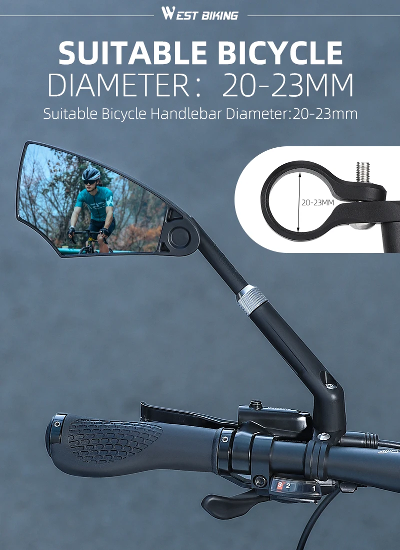 Fahrradrückspiegel, blendfrei, 360° ° Rotation Lenker Rückspiegel Motorrad Roller Spiegel Fahrrad Zubehör – Detail 8