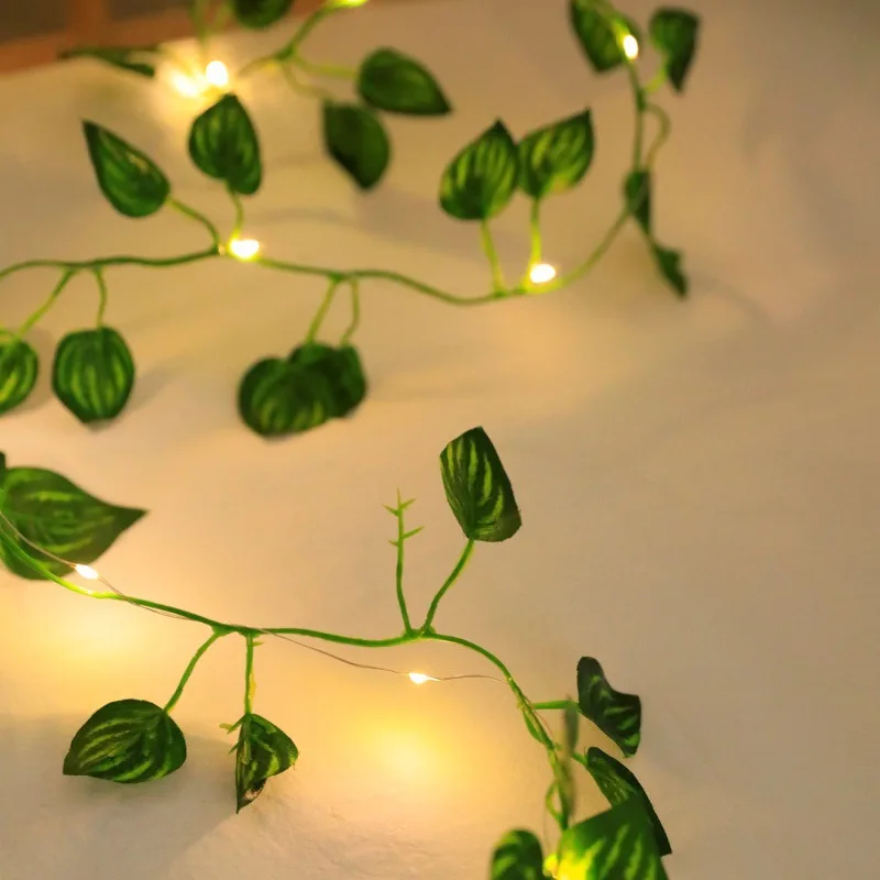2M/5M/10M LED Green Leaf Lamp String Yard Light Battery Operated Perfect for New Year Outdoor Party Wedding Bedroom Decorations