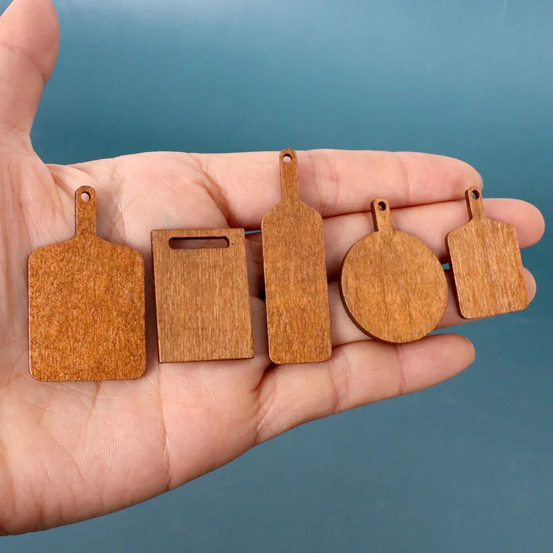 10/50/100pcs Mini Wooden Cutting Board, Dollhouse Cutting Board Handle Wood Paddle for Scene Setting of Dollhouse Kitchen