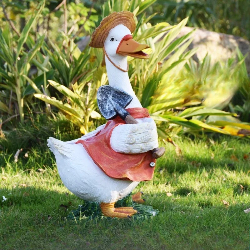 Cartoon Animals Duck Statue Resin Garden Ornaments Cartoon Art Animal Sculpture Outdoor Landscape Pond Yard Lawn Decoration