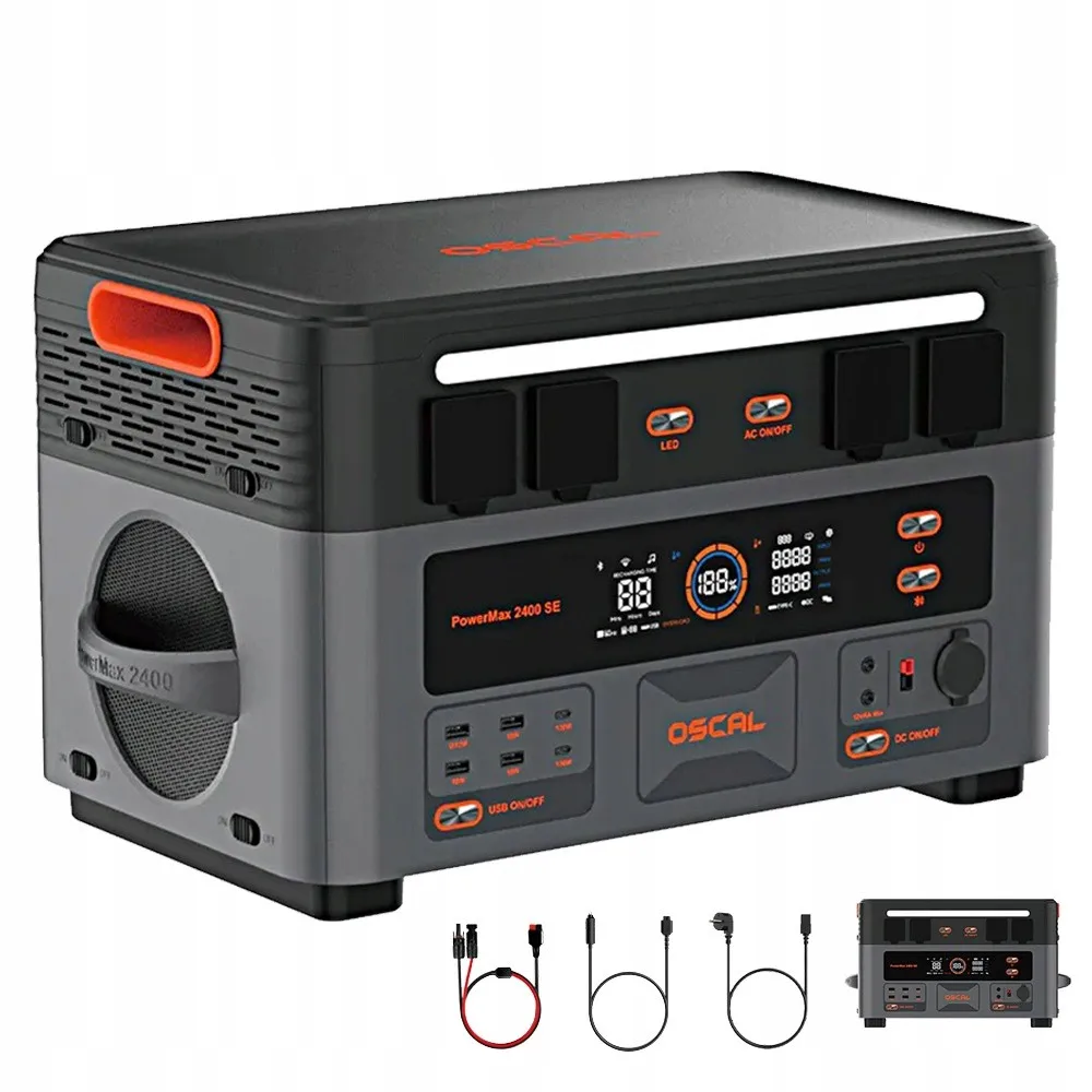 OSCAL PowerMax 2400SE Tragbare Powerstation 2400W 2016Wh Solargenerator Lifepo4 Wiederaufladbare Batterie Powerbank für Outdoor-Camping, Wohnmobilreisen, große Kapazität, Notstromversorgung für