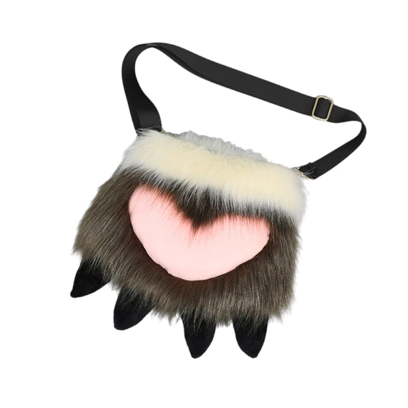 Novelty Ita Bag Furry Dragon Claw Shoulder Bag Plush Crossbody Bag Halloween Handbag for Women Girl Halloween Christmas