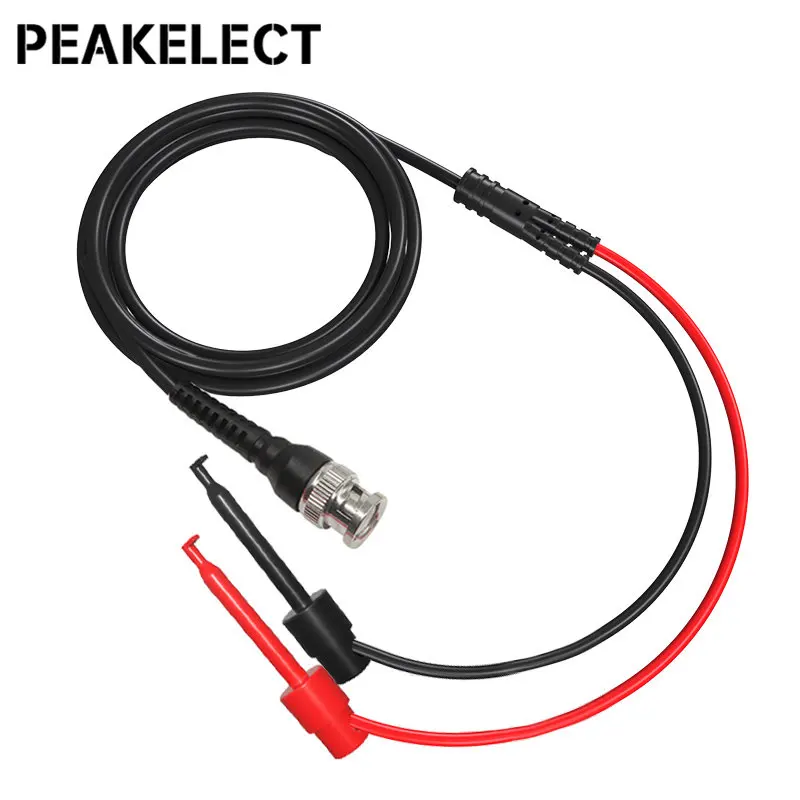 

Peakelect P1007 BNC Male Plug Q9 To Dual Test Hook Clip Probe Test Lead mini grabber for Oscilloscope 120CM Cable