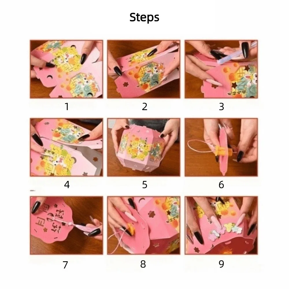 Picture 7: Rabbit Mid-Autumn Festival Lantern Handheld Projection Design DIY Craft Kit Lantern Luminous Design Six-Sided LED Lantern