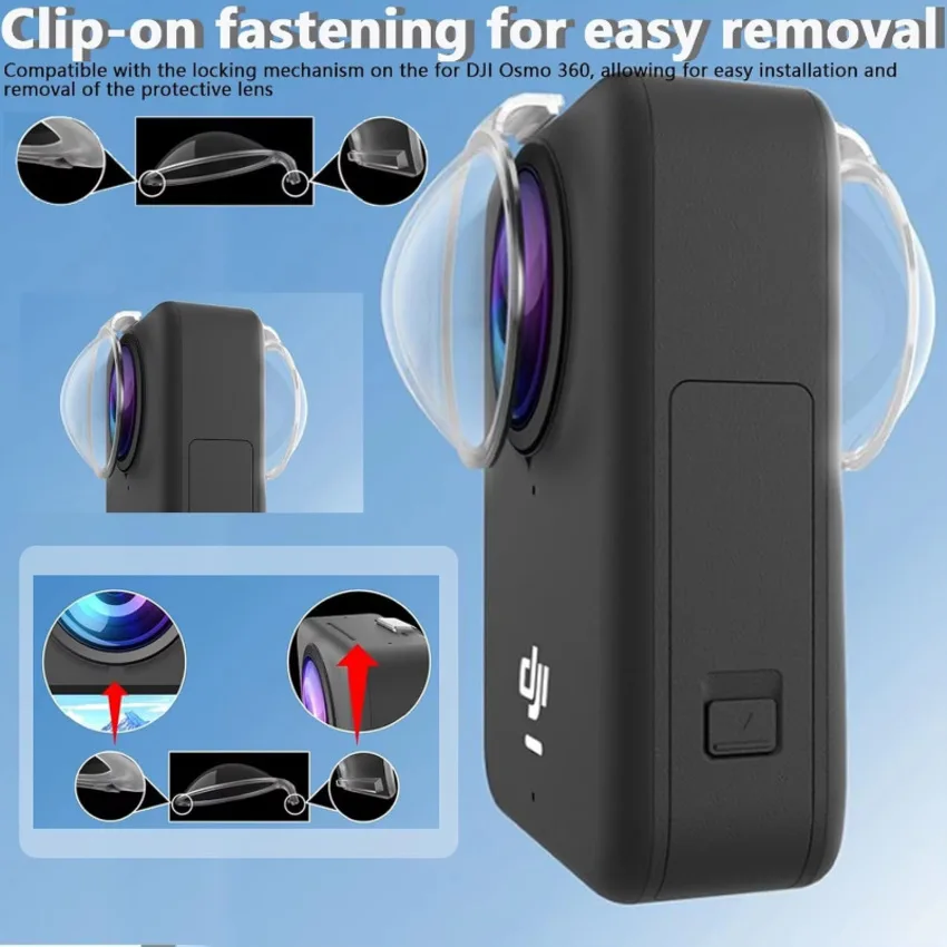

360 Action Camera Protective Lens Film HD Plastic Snap-On Anti-Scratch Cover Panoramic Action Cam Accessories For Dji