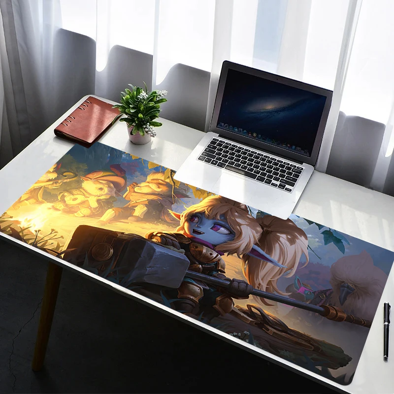 Mouse Pad Laptop Non Slip Extended Desktop Mouse Mat PC Anime Keyboard Pad Gaming Accessories L-league Of Legends Poppy Mousepad