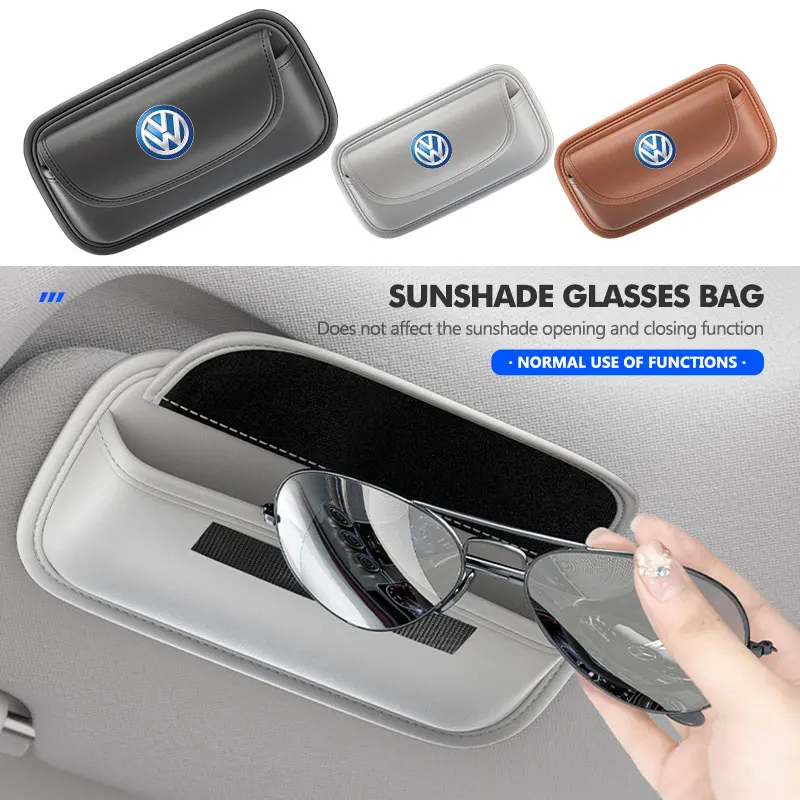 

Hub Caps Car Sun Visor Clip Glasses Card Holder Sunshade Storage Case For Volkswagen VW Golf 4 5 6 7 Polo Jetta Sagitar Magotan