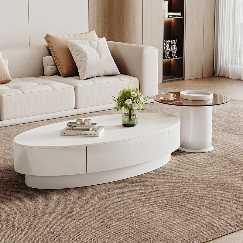 

Nordic Modern Minimalist Table Set Oval Rock Display Small Coffee Tables Authentic Aesthetic Ornaments Mesa Centro Furniture