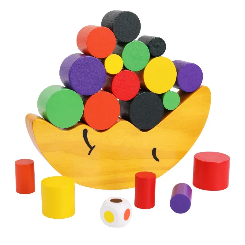 Blocs de construction d'équilibre cognitif couleur éducation précoce pour enfants, Puzzle russe tridimensionnel, jeu de société 2 en 1