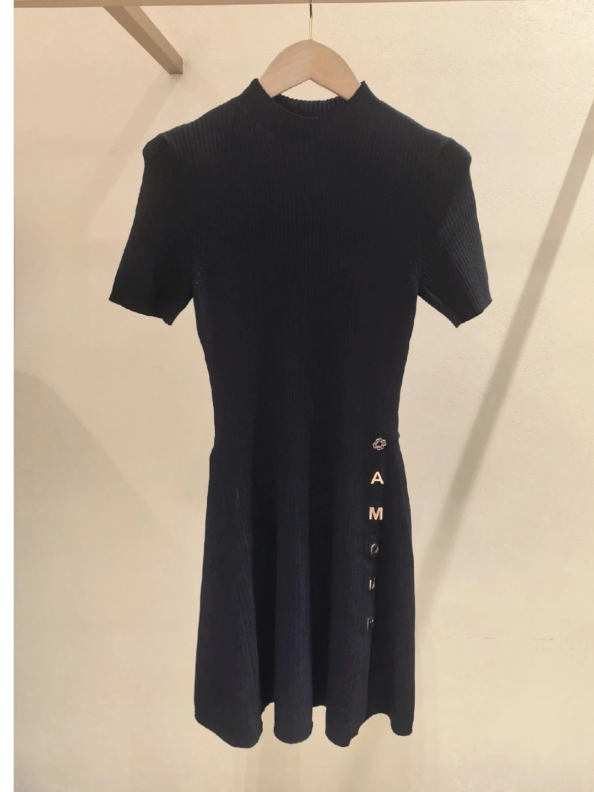 

Heidd M Classic Side Metal Letter ort Sve Knitted Dr Casual High Waist Knitted A-Line Dr for Ci Commuting