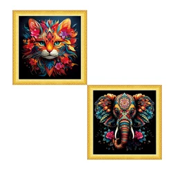 Kleurrijke Kat Gedrukt Kruissteek DIY Kit Hand Geborduurd Hangend Schilderij Eenvoudig Handwerk Olifant Dier Decoratieve Ambachten