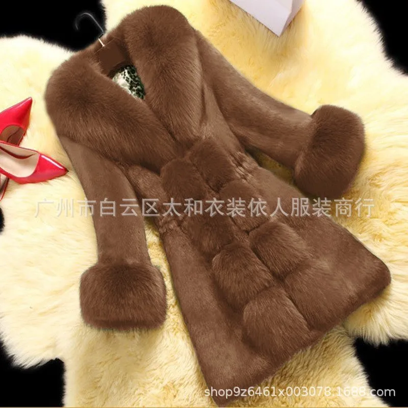 Fashionable Faux Fur Coat Ultra Warm Plush Fur Jacket Mid Length Oversized Overcoat Supersoft Fox Patterned Outerwear