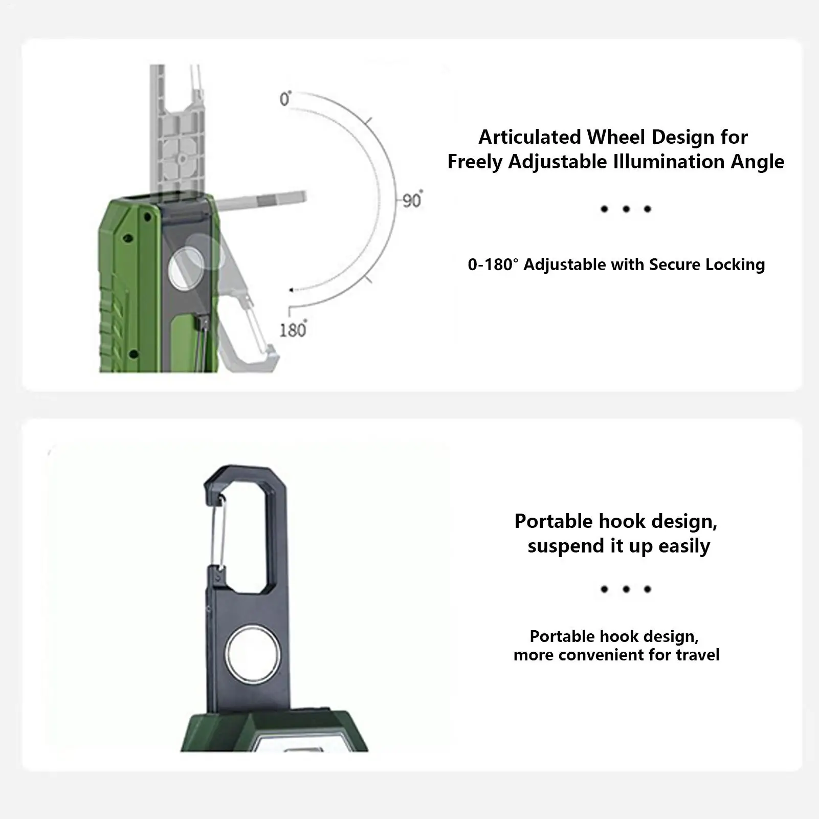 LED Work Light 1200mAh Magnetic Outdoor Flashlight Digital Display Rechargeable Camp Light For Camping Outdoor Tent Garage Shop