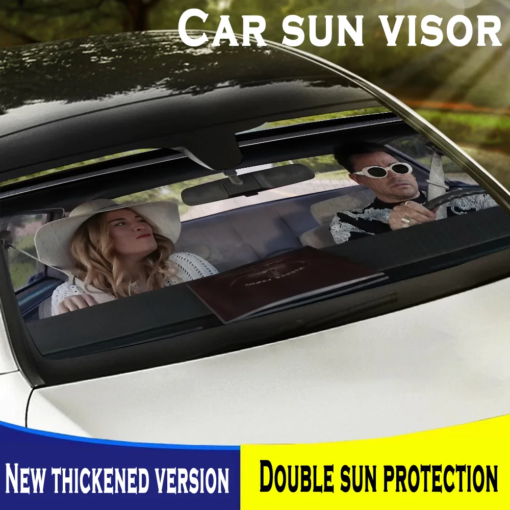 فيلم S-Schitts Creek سيارة ظلة الزجاج الأمامي الشمس الظل شخصية صورة كتلة الأشعة فوق البنفسجية قناع حامي #3