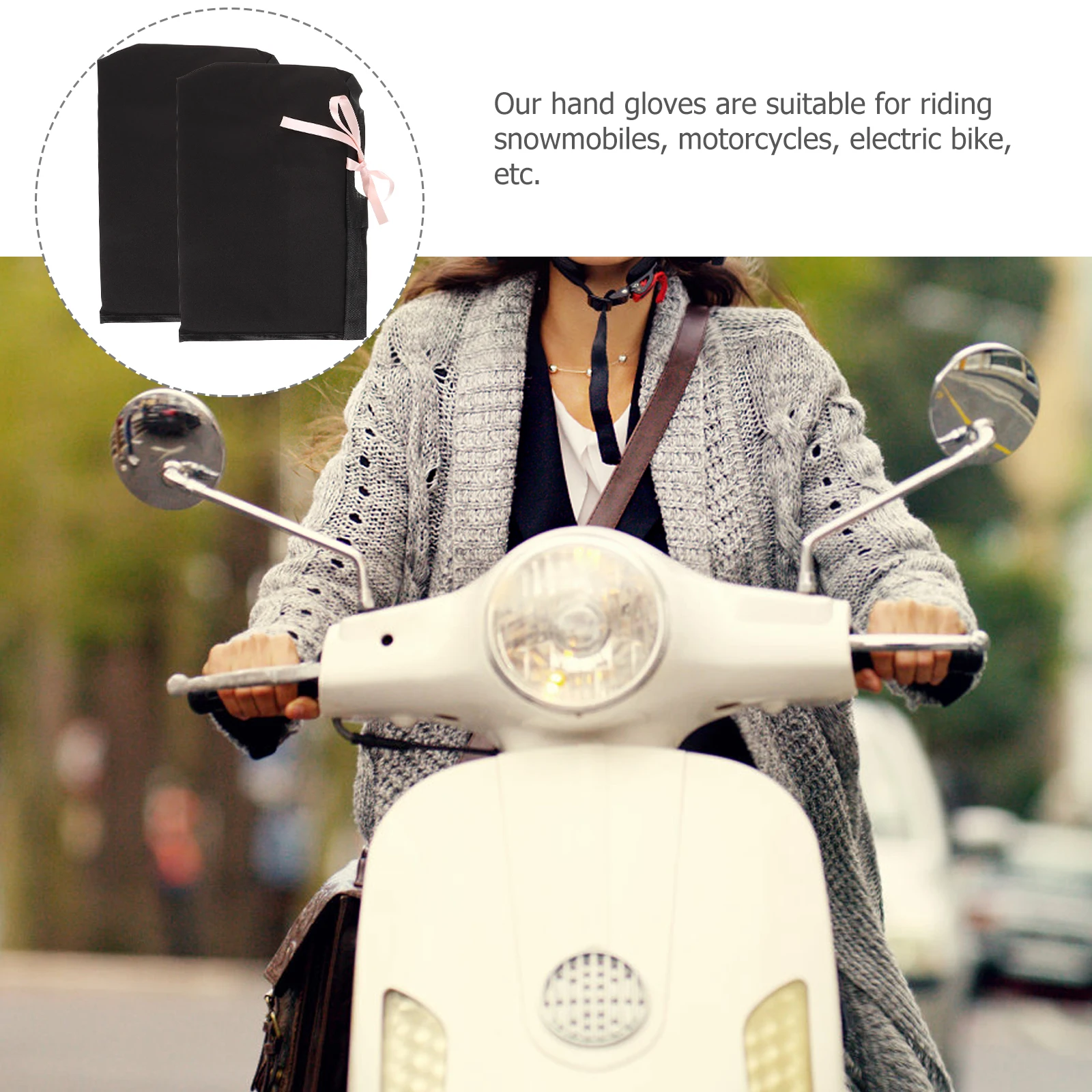 

Winter Motorcycle Handlebar Gloves Waterproof Warm Thermal Mittens for Snowmobile ATV Electric Bike Cold Weather Hand
