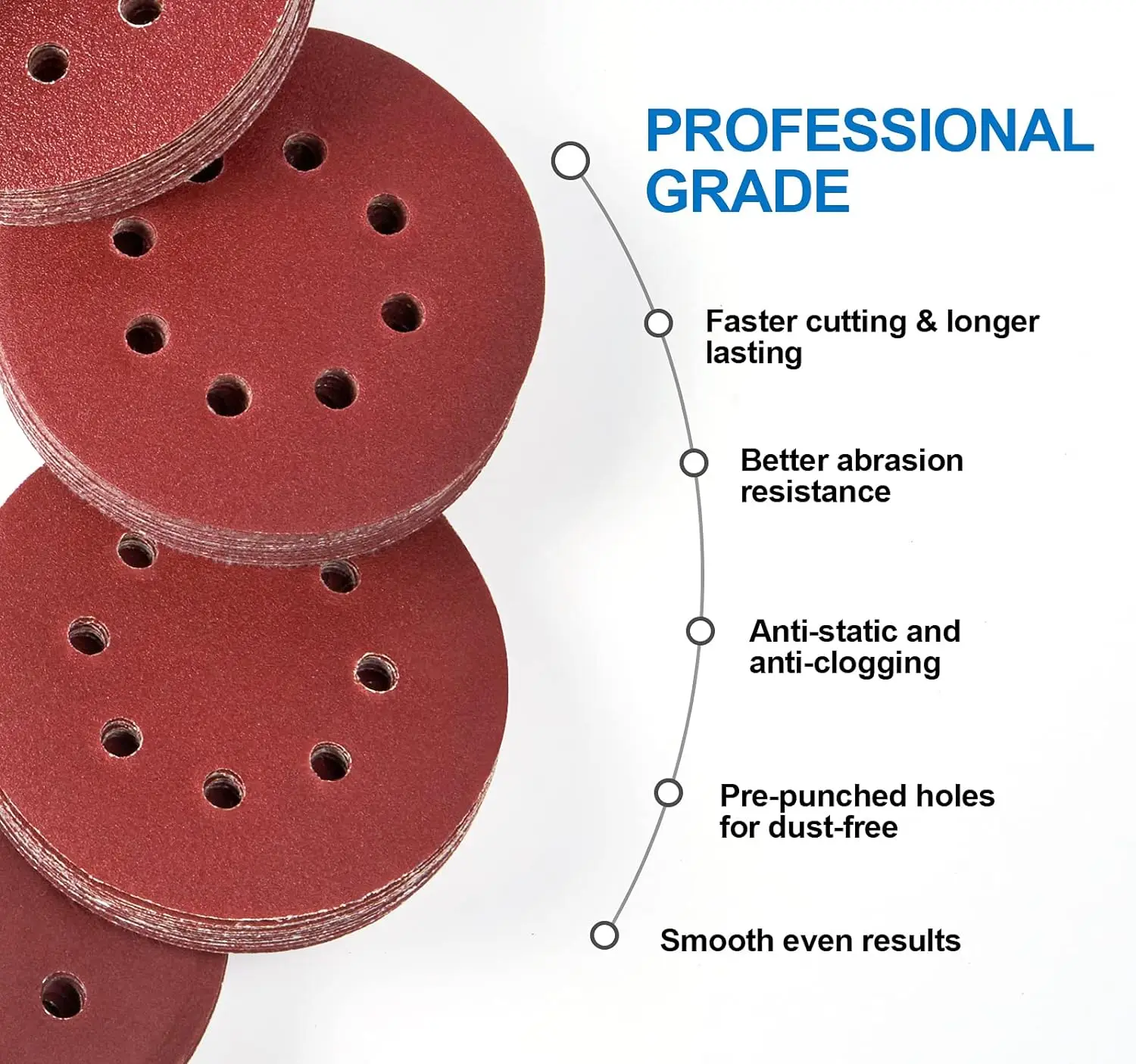 5 Inch 125mm Round Sandpaper 8 Hole Sanding Discs Hook And Loop Grit 40-2000 Orbital Sander Pad For Polishing Wood Metal