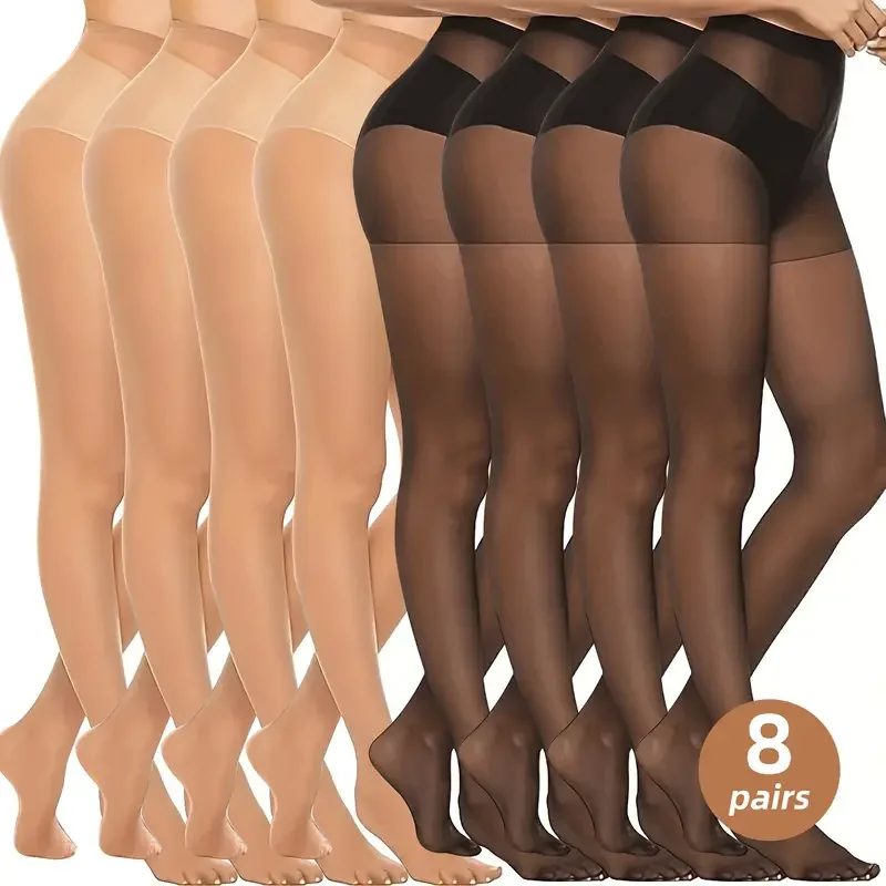 2/5/8/10 Paar Damen-Strumpfhosen mit schmaler Passform, Anti-Hook-Seidenstrumpfhose, hohe Elastizität, atmungsaktiv, ultradünne Socken-Leggings