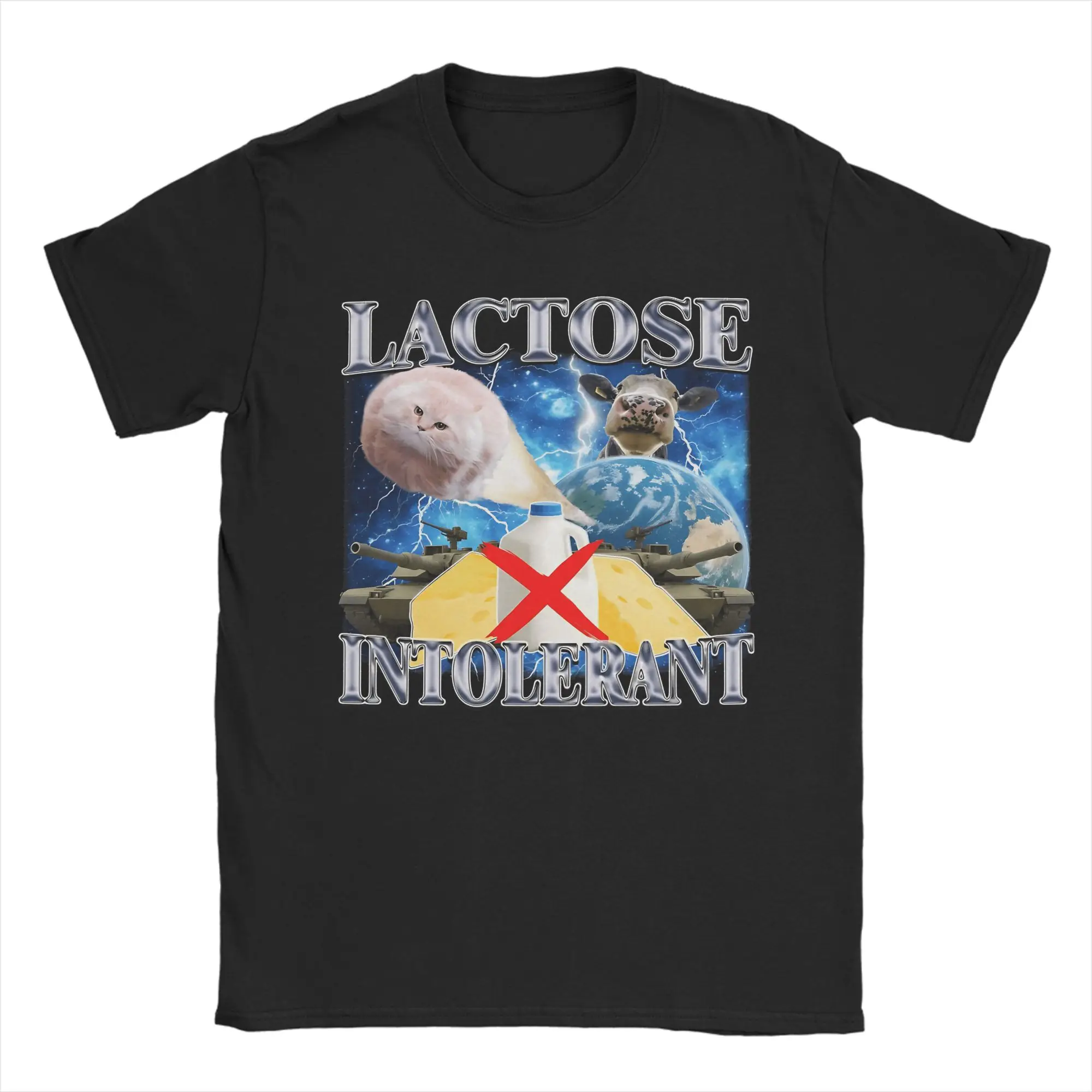 

Lactose Intolerant Funny Cat Meme T Shirt for Men Cotton Leisure T-Shirts O Neck Tees Short Sleeve Clothes Plus Size