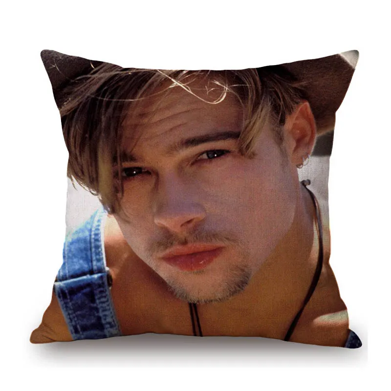 Sexy Handsome Super Star Brad Pitt Muscle Man Fans Gift Cotton Linen Sofa Throw Pillow Case Home Decoration Art Cushion Cover