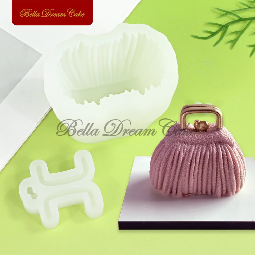 2 pçs/set moda bolsa design silicone mousse molde 3d sobremesa molde de chocolate diy vela moldes ferramentas de decoração do bolo bakeware