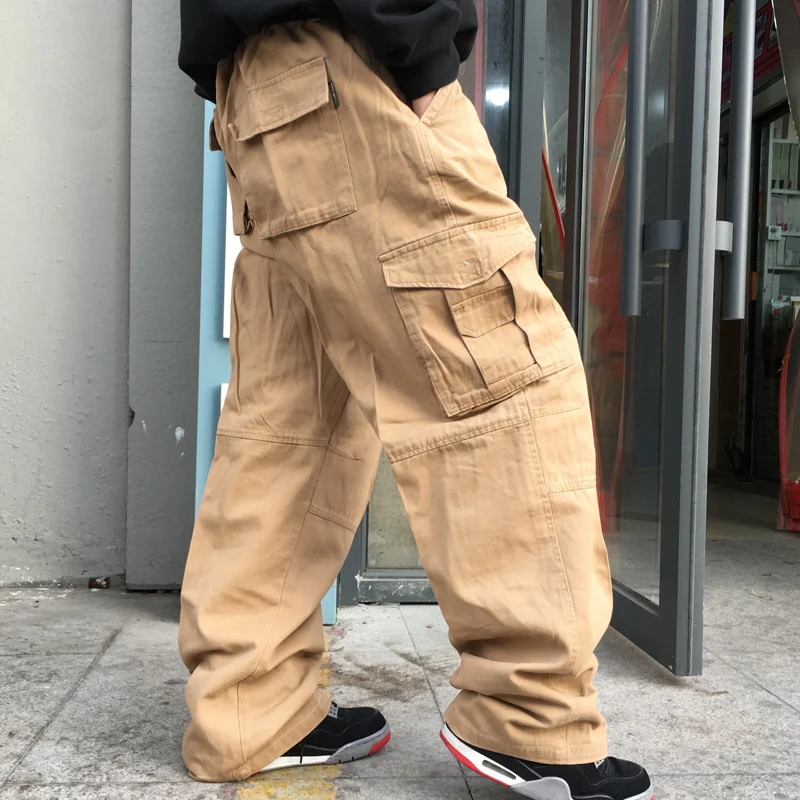 150kg Plus Size Fat Men's Work Cargo Pants Male Loose Multi-pocket Casual Straight Sports Trousers Outdoor Tactical Baggy Pants