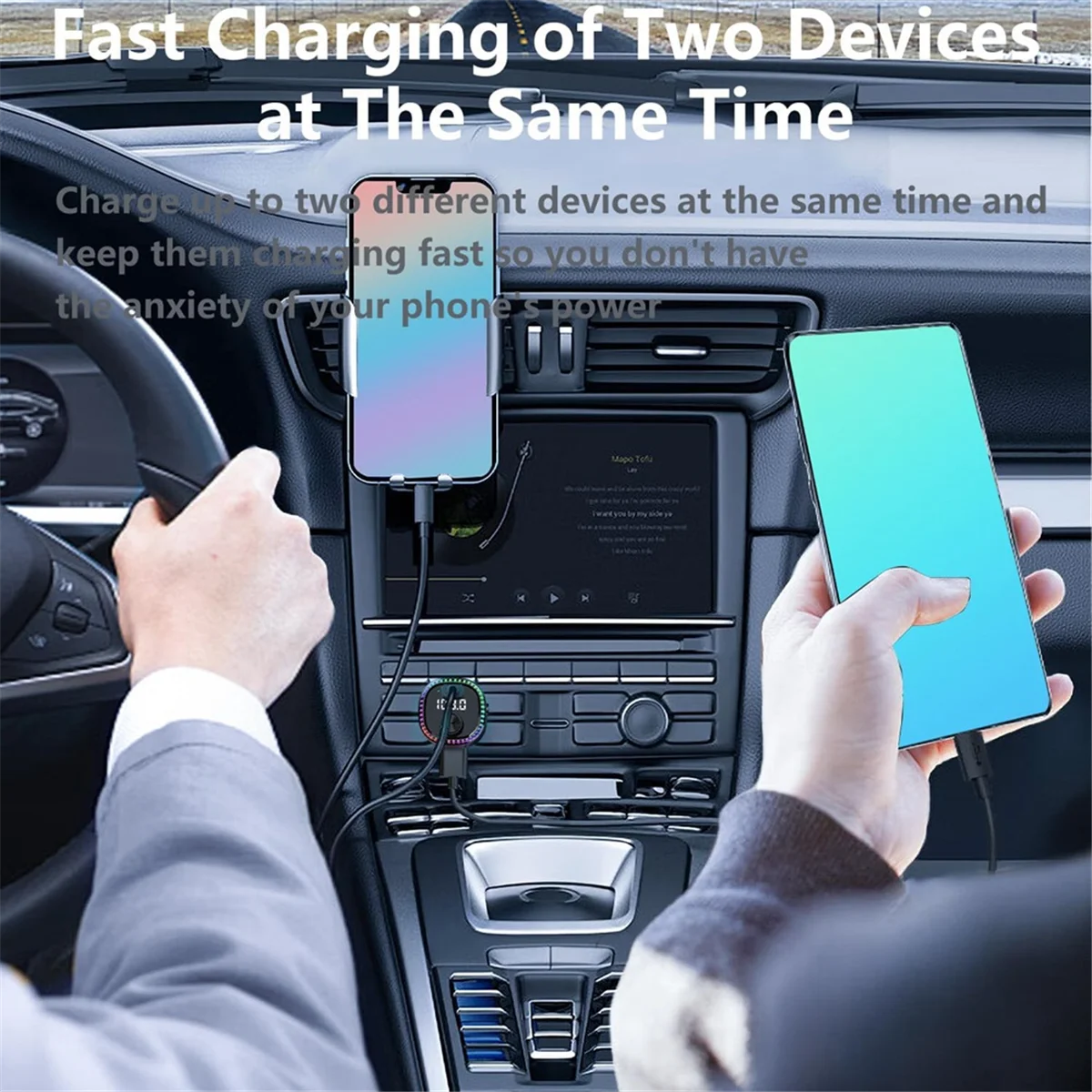 FM-передатчик POP-lBluetooth 5.3 для автомобиля, автомобильный адаптер Bluetooth, поддержка MP3-плеера, громкой связи, светодиодная подсветка, U