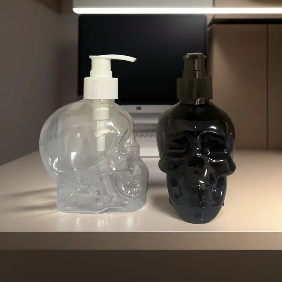 

6 комплектов черных прозрачных дозаторов для мыла в форме черепа, 350 мл, в готическом стиле, креативные, многоразовые, для дома и ванной комнаты