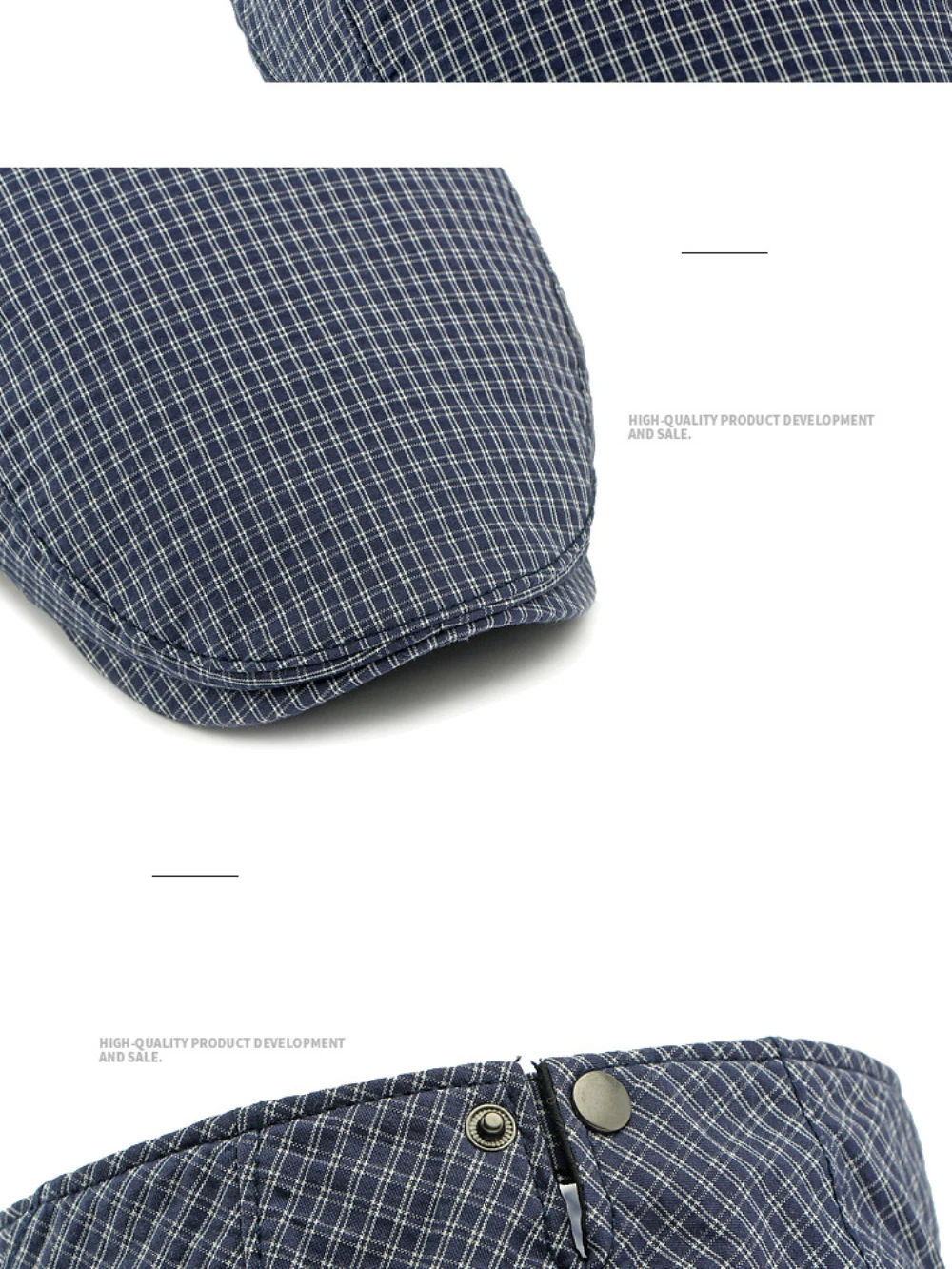 HT4799 Herren- und Damen-Baskenmützen für Frühling, Sommer und Herbst, Künstler- und Malermütze, Unisex Ivy Flat Cap, Verstellbare Karierte Baskenmützen – Detail 6