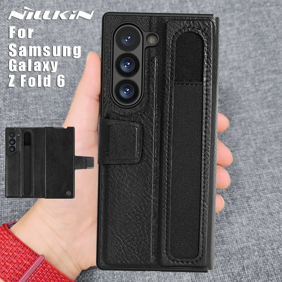 

Nillkin for Samsung Galaxy Z Fold 6 5G Case Aoge Luxury Flip Leather Full Cover with Pen Slot Kickstand Business Protect Cases