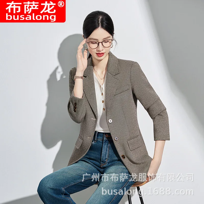 

2025Новый элегантный модный костюм, повседневный женский топ с длинным рукавом, профессиональный маленький пиджак, официальная женская одинарная куртка, рабочая одеждаA7111