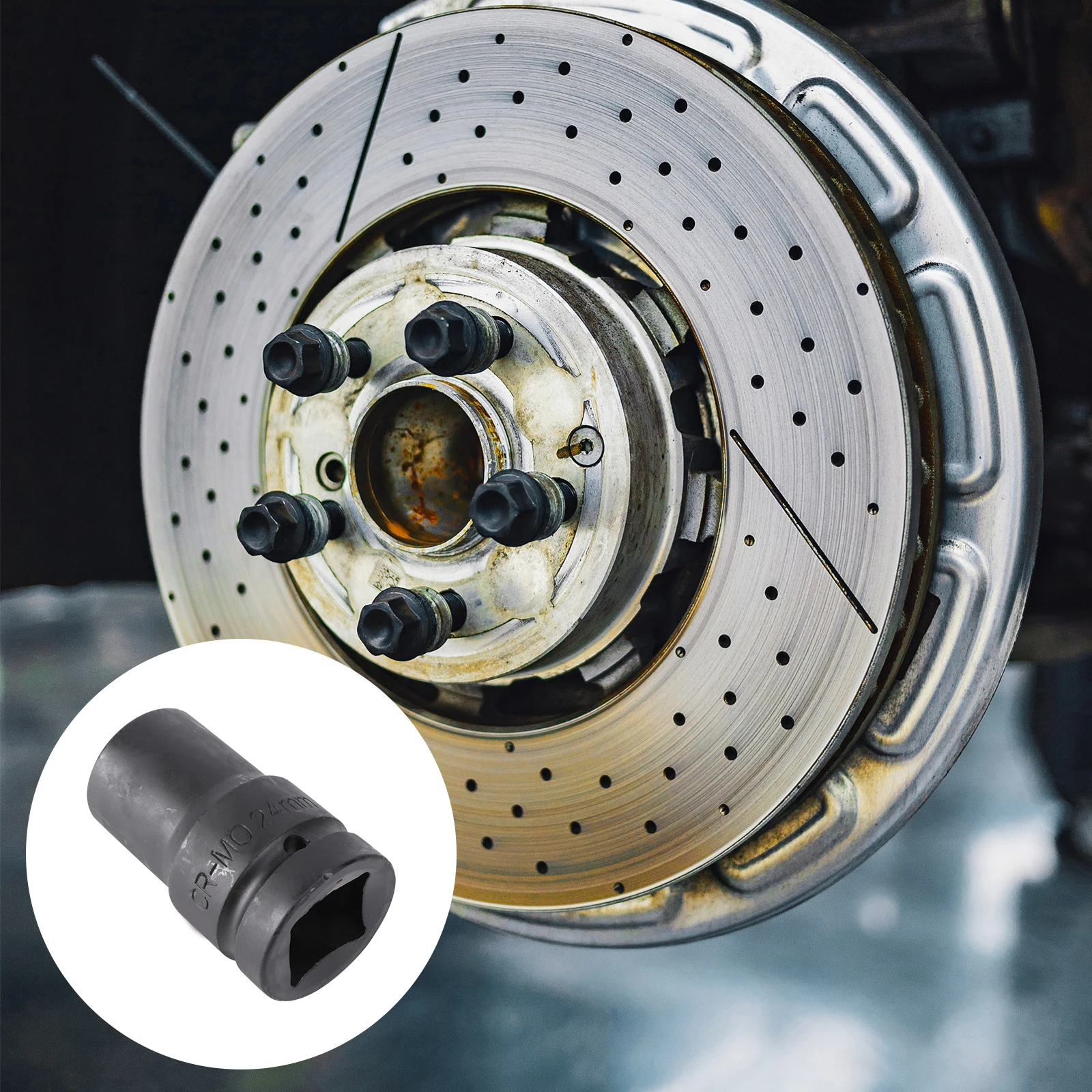 

Heavy Duty 24mm Impact Socket for Car Harmonic Balancer Pulley Damper Bolt Chromium Molybdenum Steel Anti Skid Socket Engine