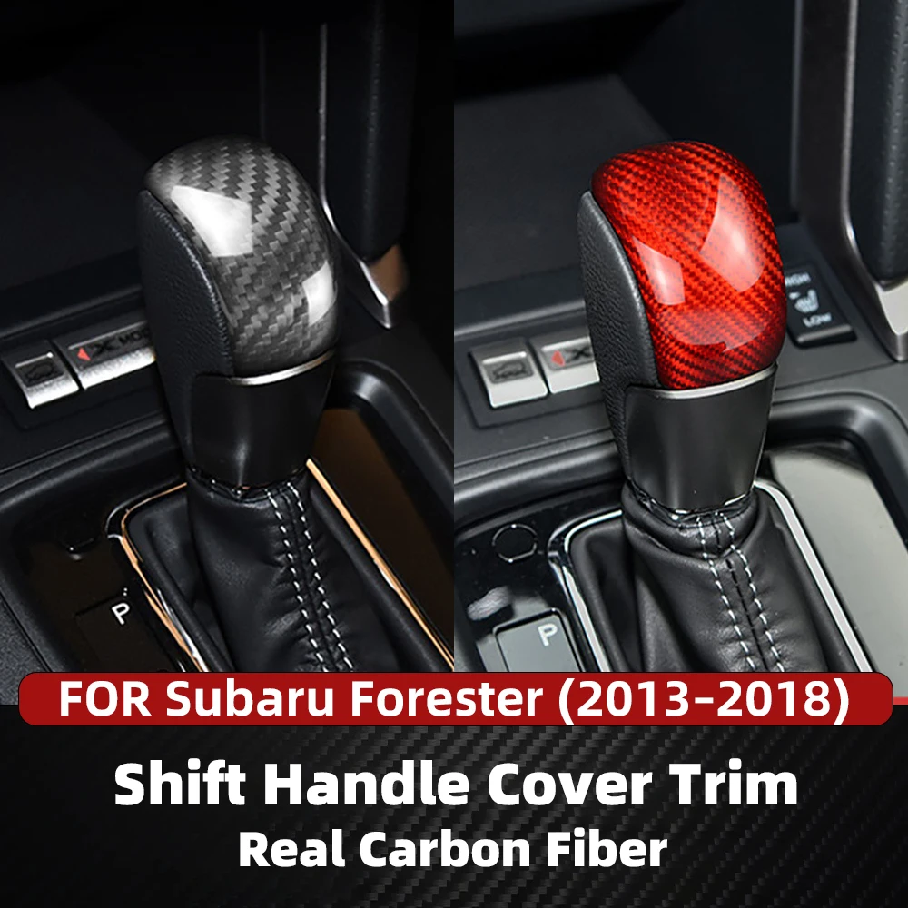 

For Subaru Forester Real Carbon Fiber Car Gear Shift Knob Gear Head Cover Trim 2013 2014 2015 2016 17 2018 Black Red Accessories