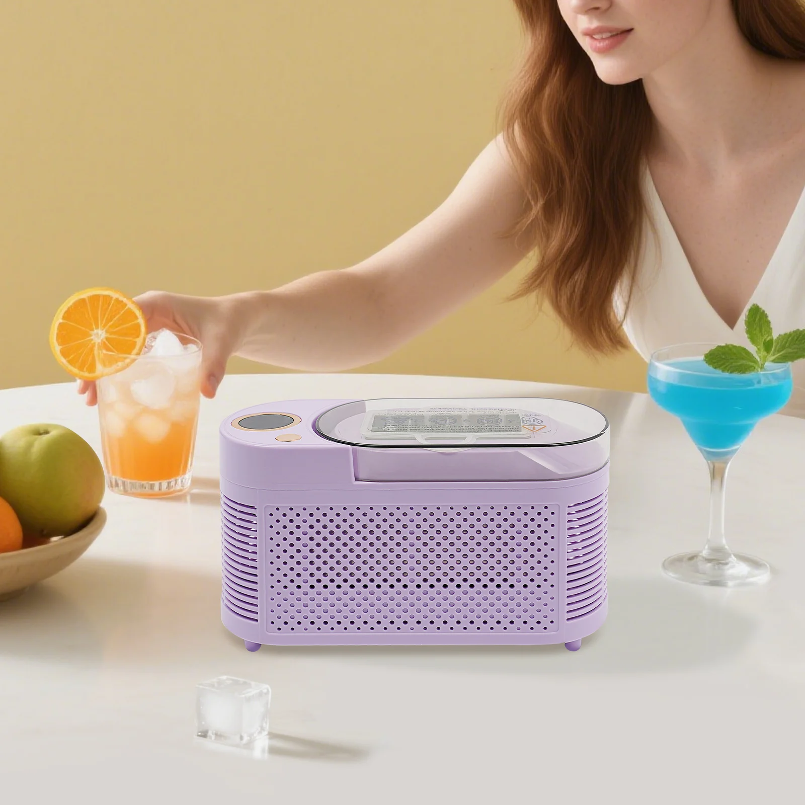 Portable 8-Cube Ice Maker,Fast 10-Minute Ice Production,Dual-Core Semiconductor Technology,12V Car/ Home Use,Ultra-Quiet 60dB