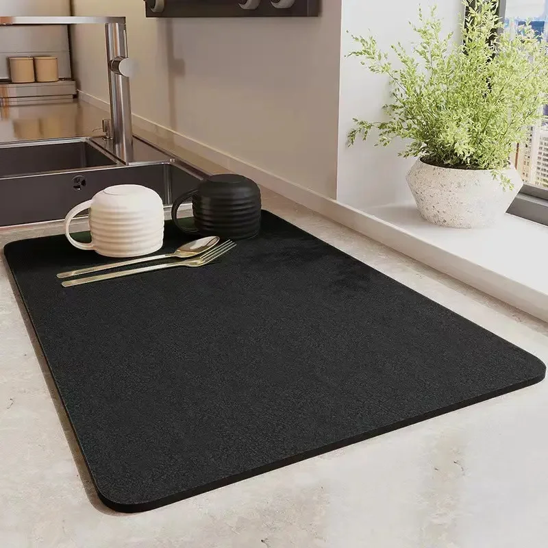 Super Absorbent Anti-slip Coffee Dish Large Kitchen Absorbent Draining Mat Drying Mat Quick Dry Bathroom Drain Pad