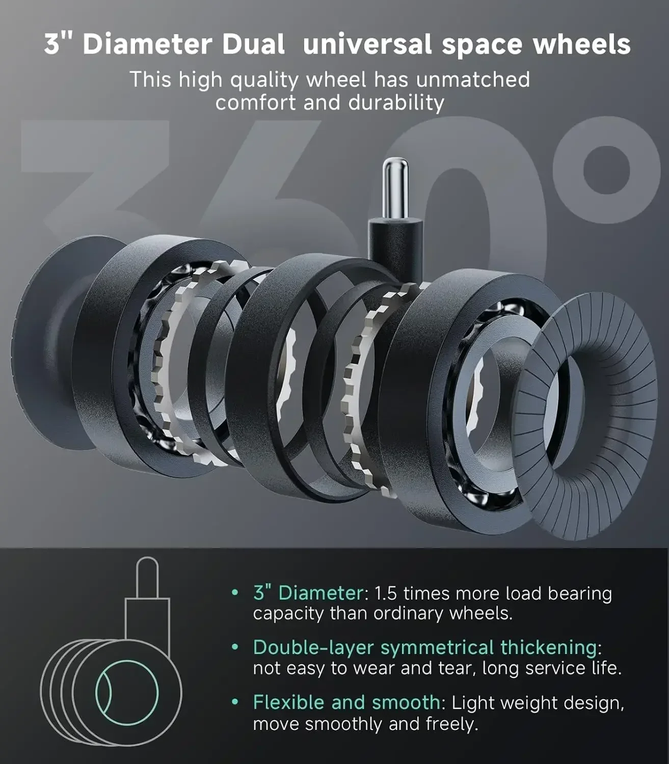 كرسي مكتب كبير وطويل، تنفيذي، دعم قطني قابل للتعديل، عجلة مساحة مزدوجة 3 بوصات، كرسي مكتب منزلي إداري، شديد التحمل #4