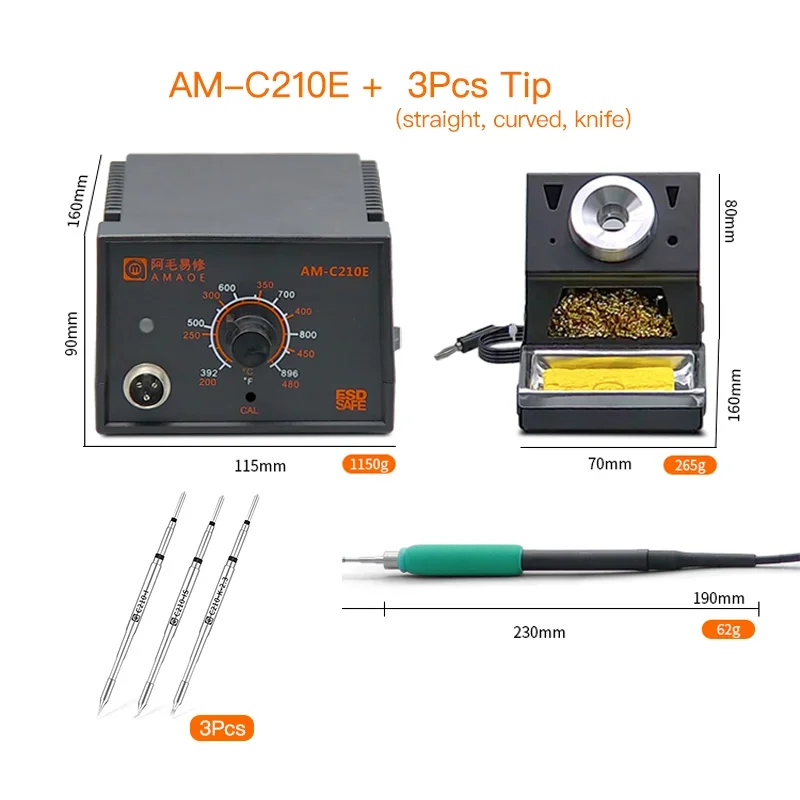 AMAOE AM-C210E soldering station compatible with JBC soldering iron head I IS K C210 handle simple welding repair station tools