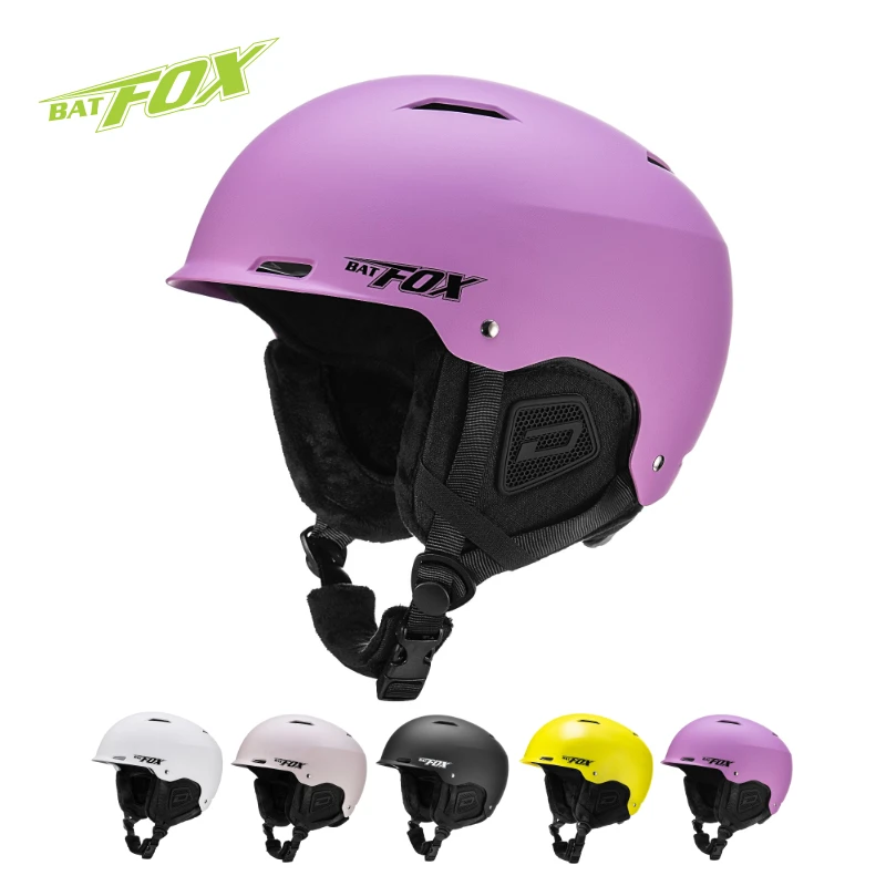 BATFOX Unisex Cycling Snowmobile Skiing Ski Helmet New Winter Anti-impact Skiing Helmet 55-62cm All-in-one Safety Helmet