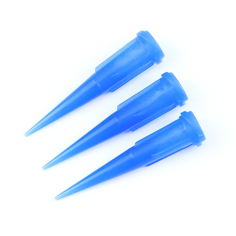 100Pcs 22G TT Plastic Tapered Pinhead Liquid Dispenser Needles Tip Blue Plastic Gle Needle, for Refilling Glue Fluid