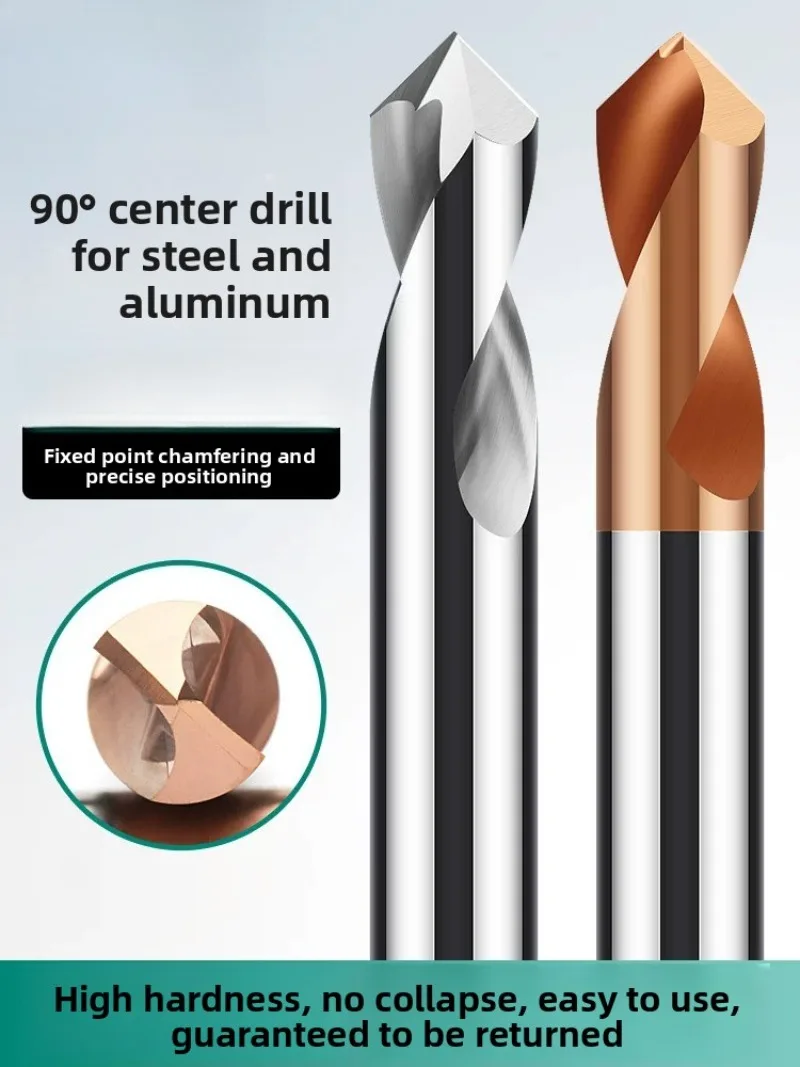 Carbide Spot Drill / Tungsten Steel Milling Cutter / 60° 90° 120° Chamfering Tool / Center Drill for Aluminum & Steel Processing