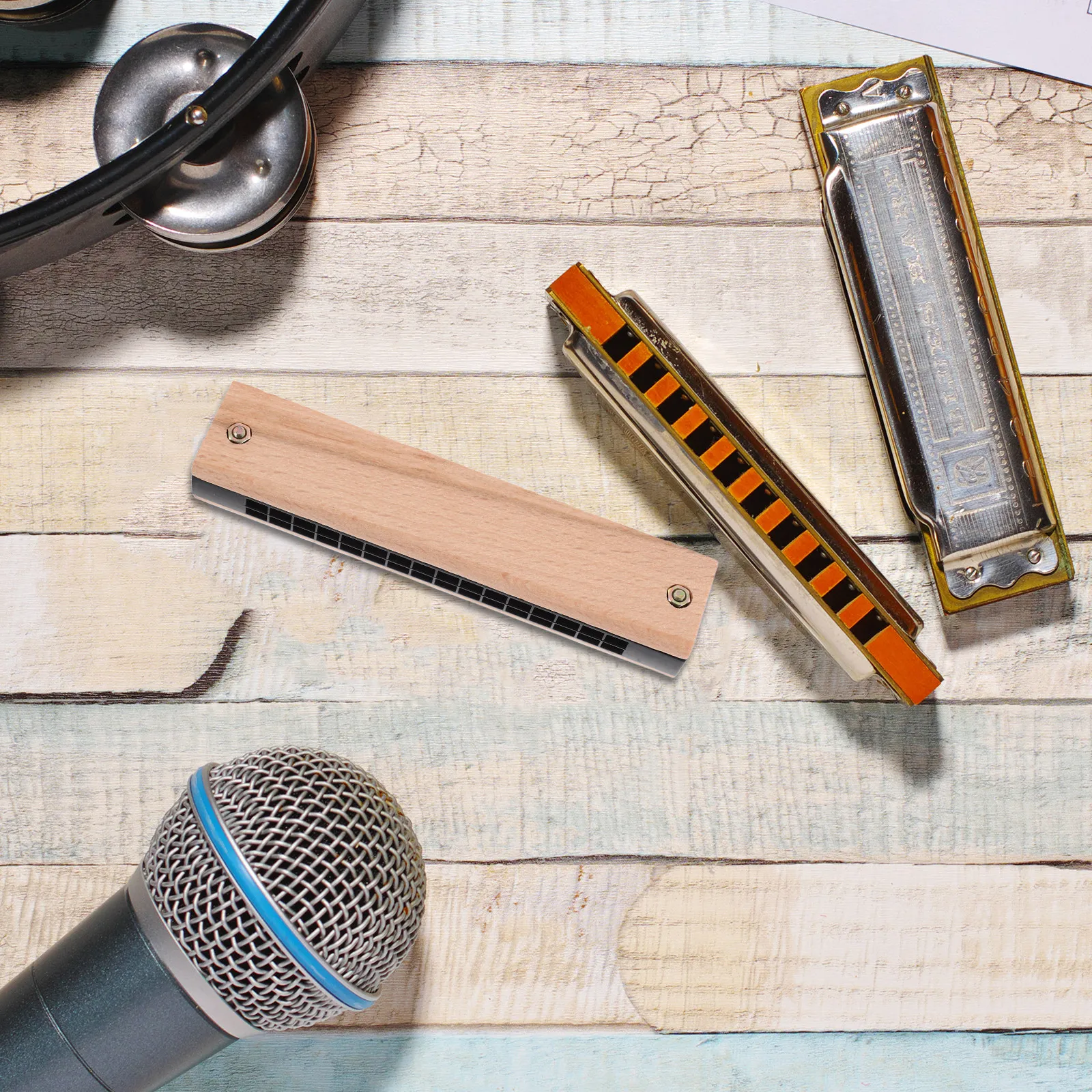 Musical Instrument Family - 3Pcs Harmonika Kayu Ramah Lingkungan untuk